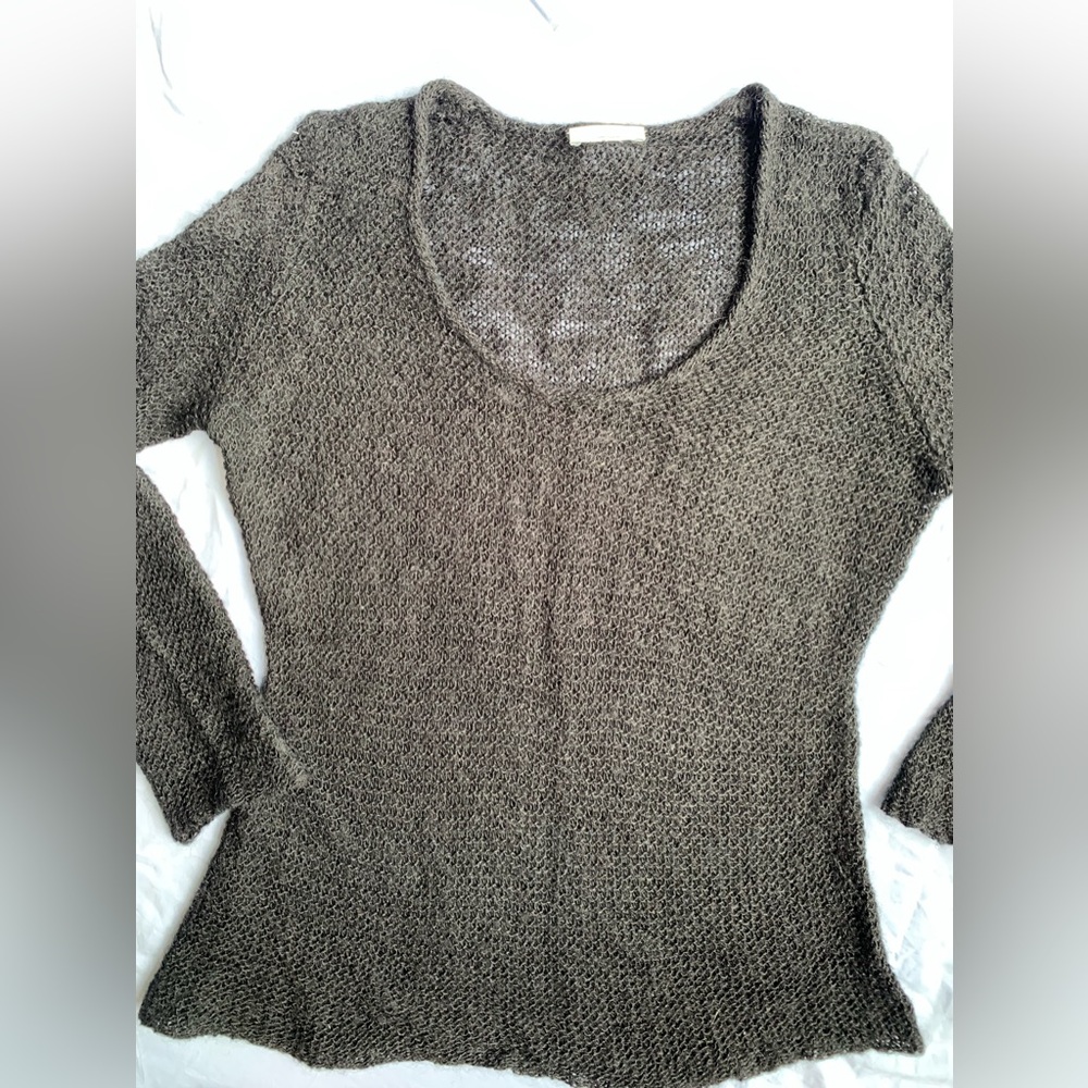 Ann Taylor Sheer long Sweater with Scoop Neck & long Sleeve | size XL